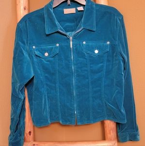 LIZ CLAIBORNE WOMENS TURQOISE BLUE JACKET